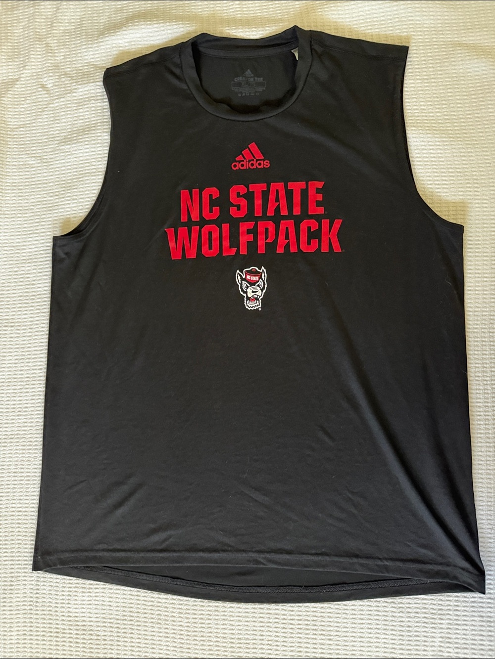 adidas Black Tank Top with Red NC State Wolfpack Logo